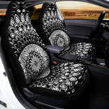 Black And White Mandala Print Universal Fit Car Seat Covers 102422