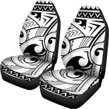 Black And White Maori Pattern Print Universal Fit Car Seat Covers 102422