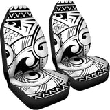 Black And White Maori Pattern Print Universal Fit Car Seat Covers 102422