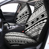 Black And White Maori Polynesian Print Universal Fit Car Seat Covers 102422