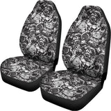 Black And White Mechanic Pattern Print Universal Fit Car Seat Covers 102422