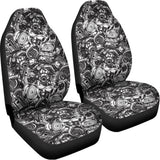 Black And White Mechanic Pattern Print Universal Fit Car Seat Covers 102422