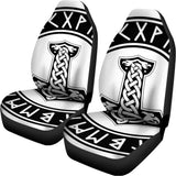 Black And White Mjolnir Print Universal Fit Car Seat Covers 102422