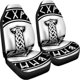Black And White Mjolnir Print Universal Fit Car Seat Covers 102422