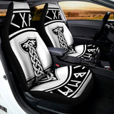 Black And White Mjolnir Print Universal Fit Car Seat Covers 102422