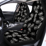 Black And White Monstera Pattern Print Universal Fit Car Seat Covers 102422