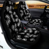 Black And White Monstera Pattern Print Universal Fit Car Seat Covers 102422