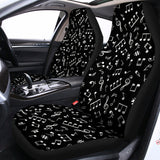 Black And White Music Note Pattern Print Universal Fit Car Seat Covers 102422