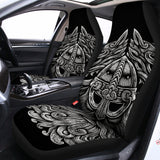 Black And White Odin With Wolfs Print Universal Fit Car Seat Covers 102422