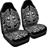Black And White Odin With Wolfs Print Universal Fit Car Seat Covers 102422