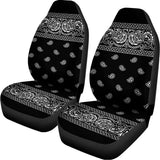 Black And White Paisley Bandana Print Universal Fit Car Seat Covers 102422