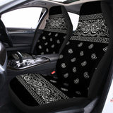 Black And White Paisley Bandana Print Universal Fit Car Seat Covers 102422