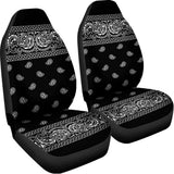 Black And White Paisley Bandana Print Universal Fit Car Seat Covers 102422