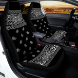 Black And White Paisley Bandana Print Universal Fit Car Seat Covers 102422