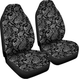 Black And White Paisley Pattern Print Universal Fit Car Seat Covers 102422