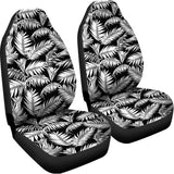Black And White Palm Leaves Print Universal Fit Car Seat Covers 102422