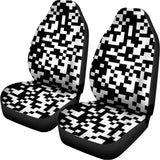 Black And White Pixel Pattern Print Universal Fit Car Seat Covers 102422