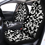 Black And White Pixel Pattern Print Universal Fit Car Seat Covers 102422