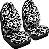 Black And White Pixel Pattern Print Universal Fit Car Seat Covers 102422