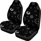 Black And White Planets Pattern Print Universal Fit Car Seat Covers 102422