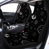Black And White Planets Pattern Print Universal Fit Car Seat Covers 102422