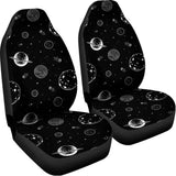 Black And White Planets Pattern Print Universal Fit Car Seat Covers 102422