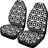 Black And White Playing Card Suits Print Universal Fit Car Seat Covers 102422