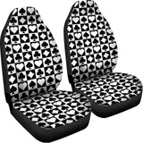 Black And White Playing Card Suits Print Universal Fit Car Seat Covers 102422