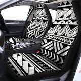 Black And White Polynesian Pattern Print Universal Fit Car Seat Covers 102422