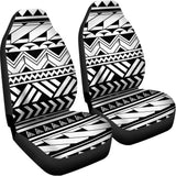 Black And White Polynesian Pattern Print Universal Fit Car Seat Covers 102422