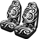 Black And White Polynesian Tattoo Print Universal Fit Car Seat Covers 102422