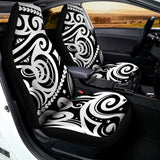 Black And White Polynesian Tattoo Print Universal Fit Car Seat Covers 102422
