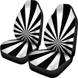 Black And White Radial Rays Print Universal Fit Car Seat Covers 102422