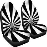 Black And White Radial Rays Print Universal Fit Car Seat Covers 102422