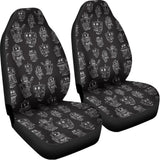 Black And White Robot Pattern Print Universal Fit Car Seat Covers 102422