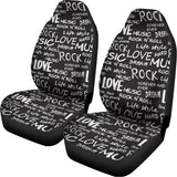 Black And White Rock And Roll Print Universal Fit Car Seat Covers 102422