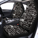 Black And White Rock And Roll Print Universal Fit Car Seat Covers 102422