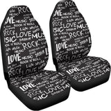 Black And White Rock And Roll Print Universal Fit Car Seat Covers 102422