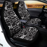 Black And White Rock And Roll Print Universal Fit Car Seat Covers 102422