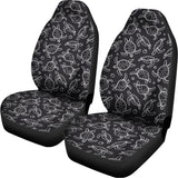 Black And White Sea Turtle Pattern Print Universal Fit Car Seat Covers 102422