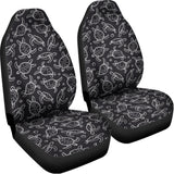 Black And White Sea Turtle Pattern Print Universal Fit Car Seat Covers 102422
