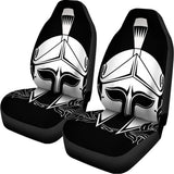Black And White Spartan Helmet Print Universal Fit Car Seat Covers 102422