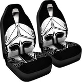 Black And White Spartan Helmet Print Universal Fit Car Seat Covers 102422