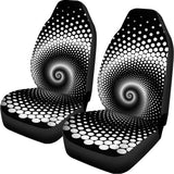 Black And White Spiral Dot Print Universal Fit Car Seat Covers 102422