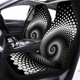 Black And White Spiral Dot Print Universal Fit Car Seat Covers 102422
