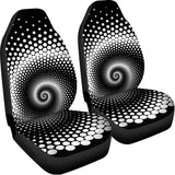 Black And White Spiral Dot Print Universal Fit Car Seat Covers 102422