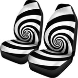 Black And White Spiral Illusion Print Universal Fit Car Seat Covers 102422