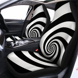 Black And White Spiral Illusion Print Universal Fit Car Seat Covers 102422