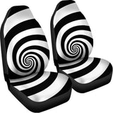 Black And White Spiral Illusion Print Universal Fit Car Seat Covers 102422