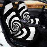 Black And White Spiral Illusion Print Universal Fit Car Seat Covers 102422